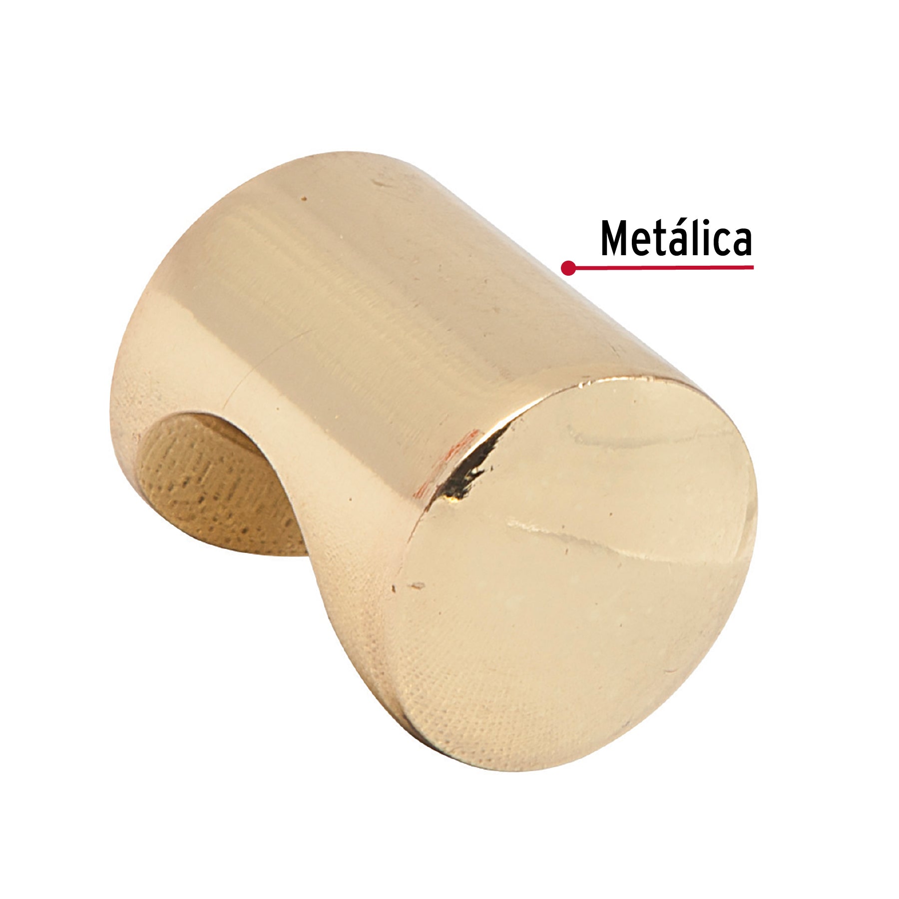 Perilla metálica estilo "Cilindro", latón brillante, Hermex