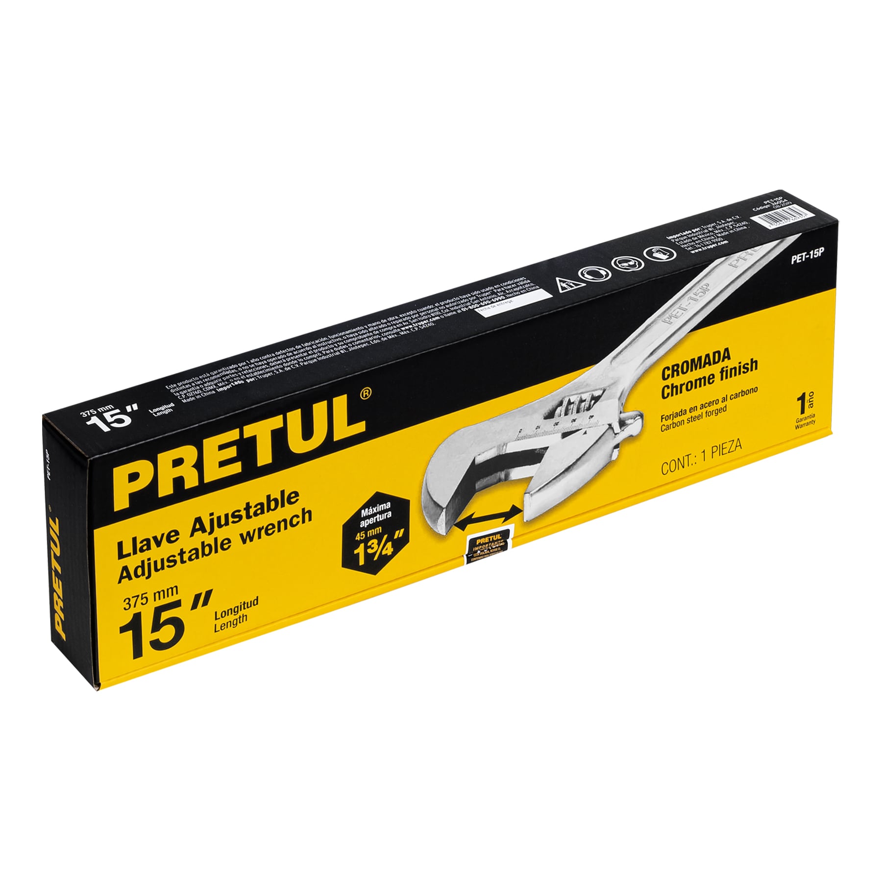 Llave ajustable (perico) 15" cromada, Pretul