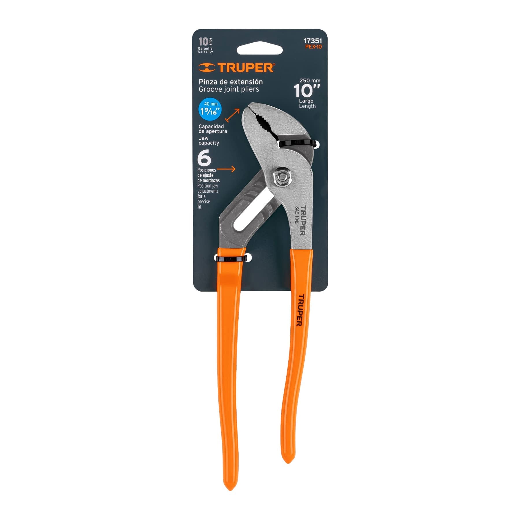 Pinza de extensión 10" mango de PVC, Truper