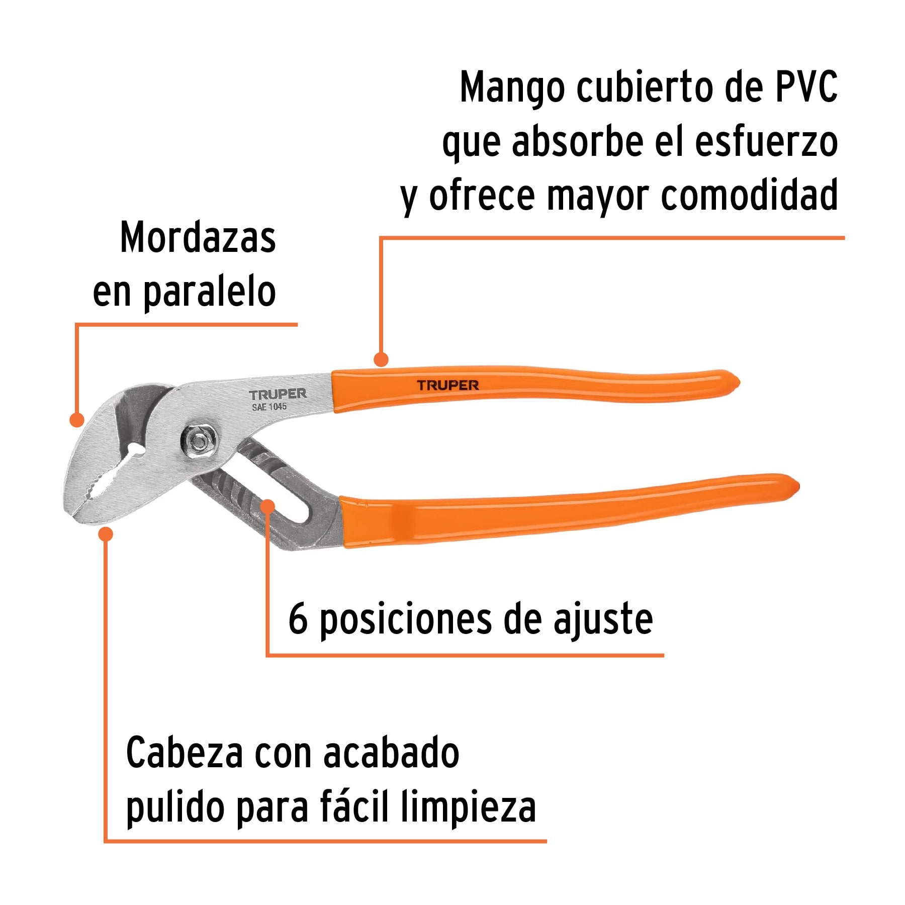 Pinza de extensión 10" mango de PVC, Truper