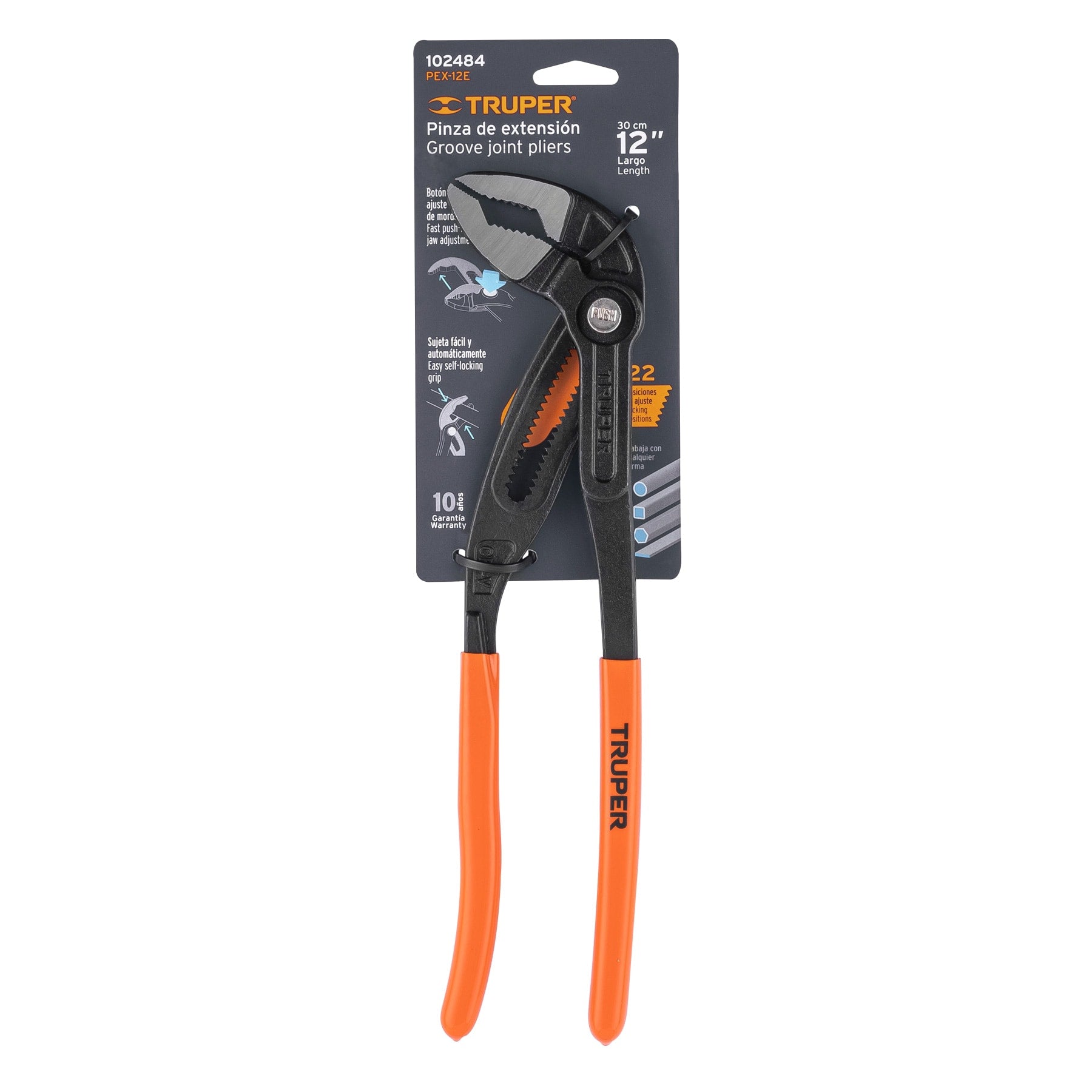 Pinza de extensión 12", mango de PVC, Truper