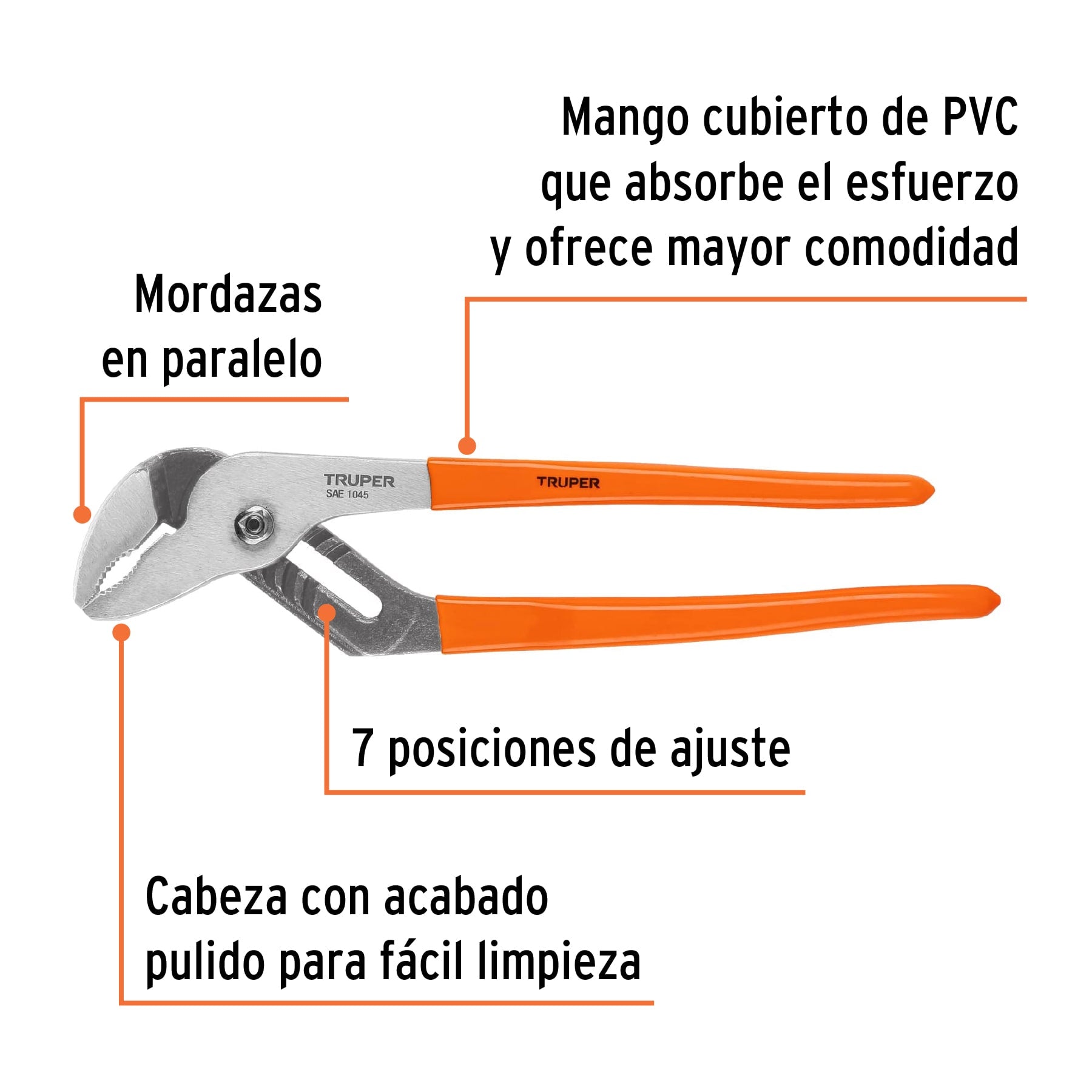Pinza de extensión 12" mango de PVC, Truper