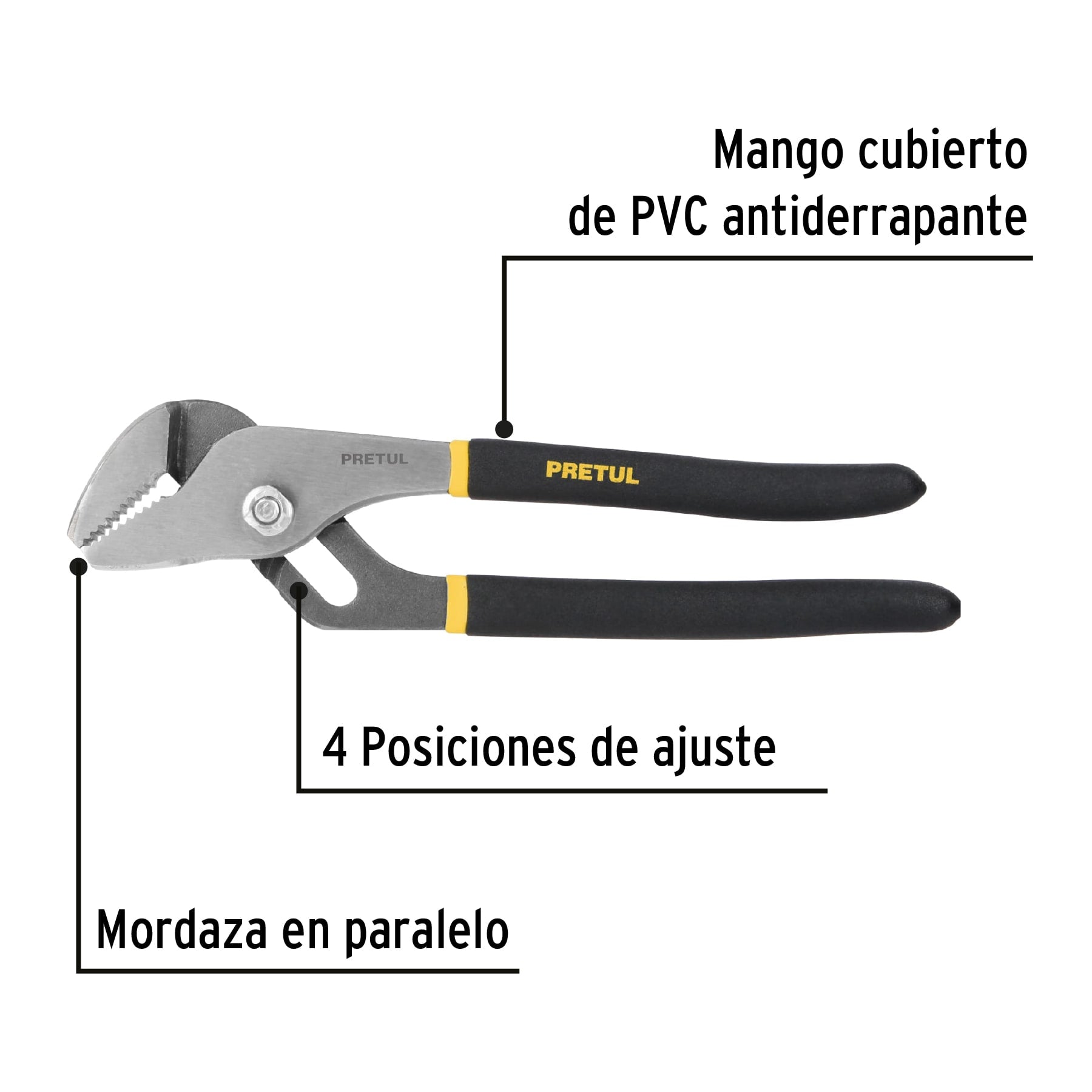 Pinza de extensión 8" mango de PVC, Pretul
