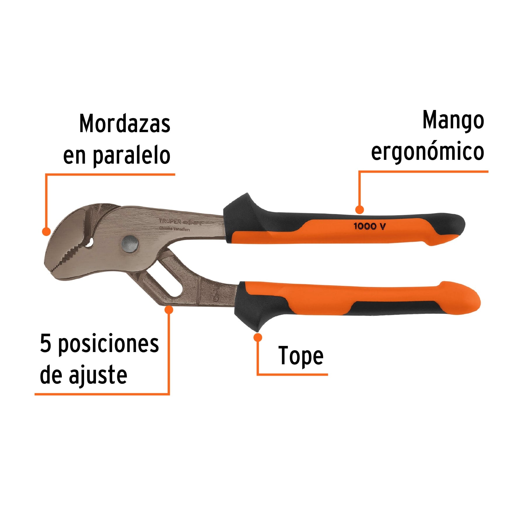 Pinzas de extensión 8" mango Comfort Grip, Truper Expert