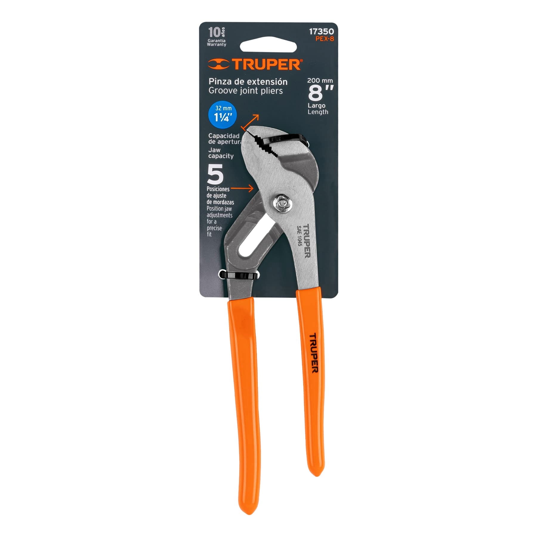 Pinza de extensión 8" mango de PVC, Truper