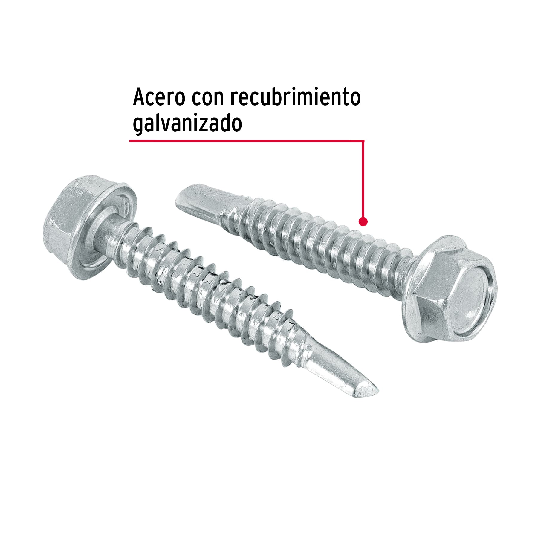 Bolsa con 50 pijas 1-1/2" cabeza hexagonal, punta de broca