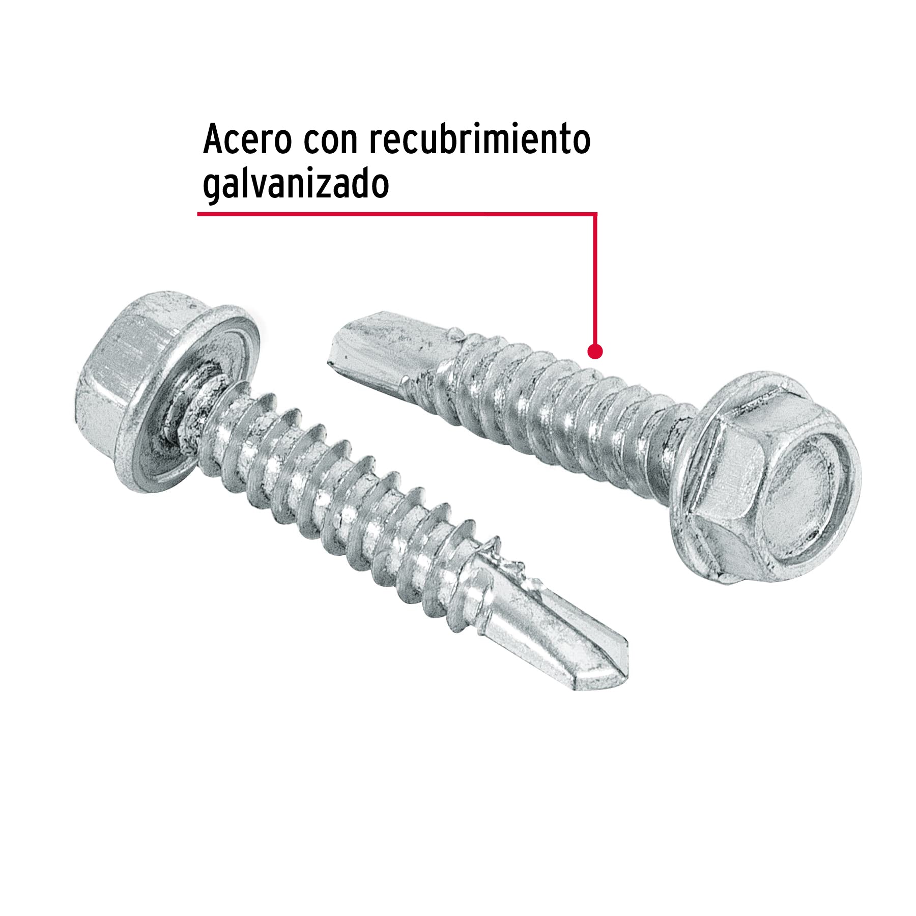Bolsa con 50 pijas 1-1/4" cabeza hexagonal, punta de broca