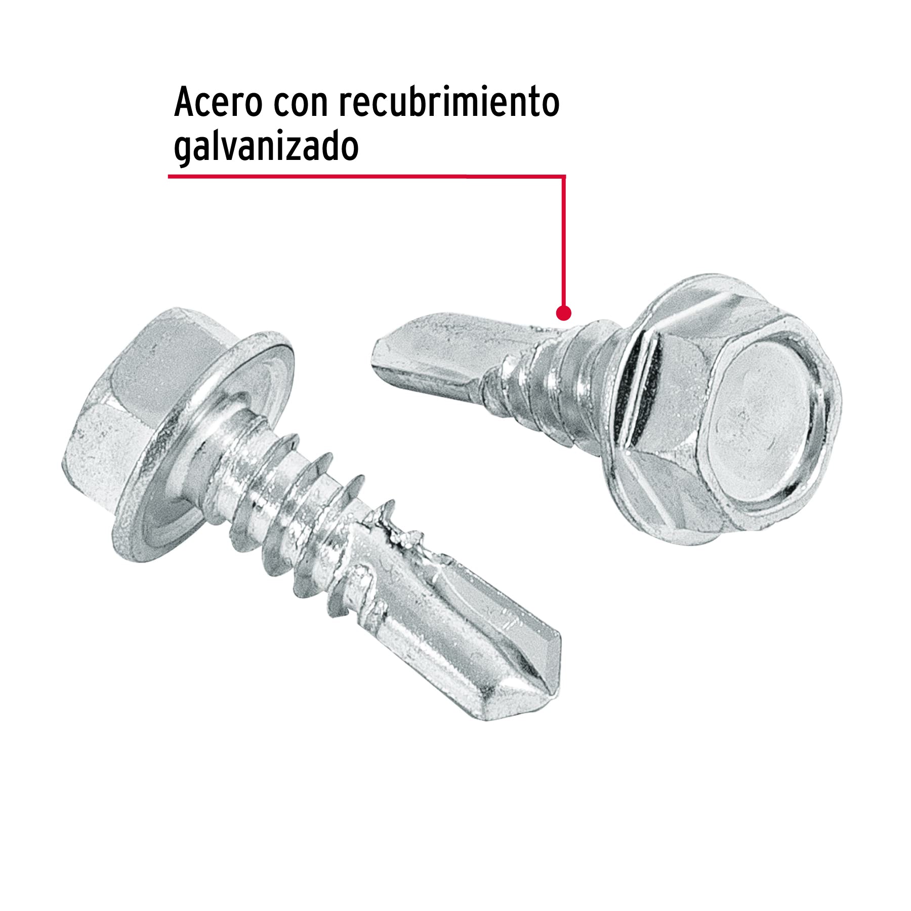 Bolsa con 100 pijas 3/4" cabeza hexagonal, punta de broca