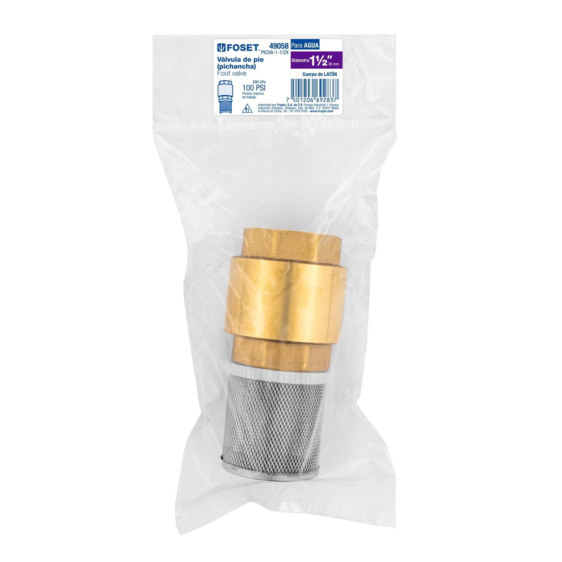 Pichancha con rejilla acero inoxidable 1-1/2", Foset