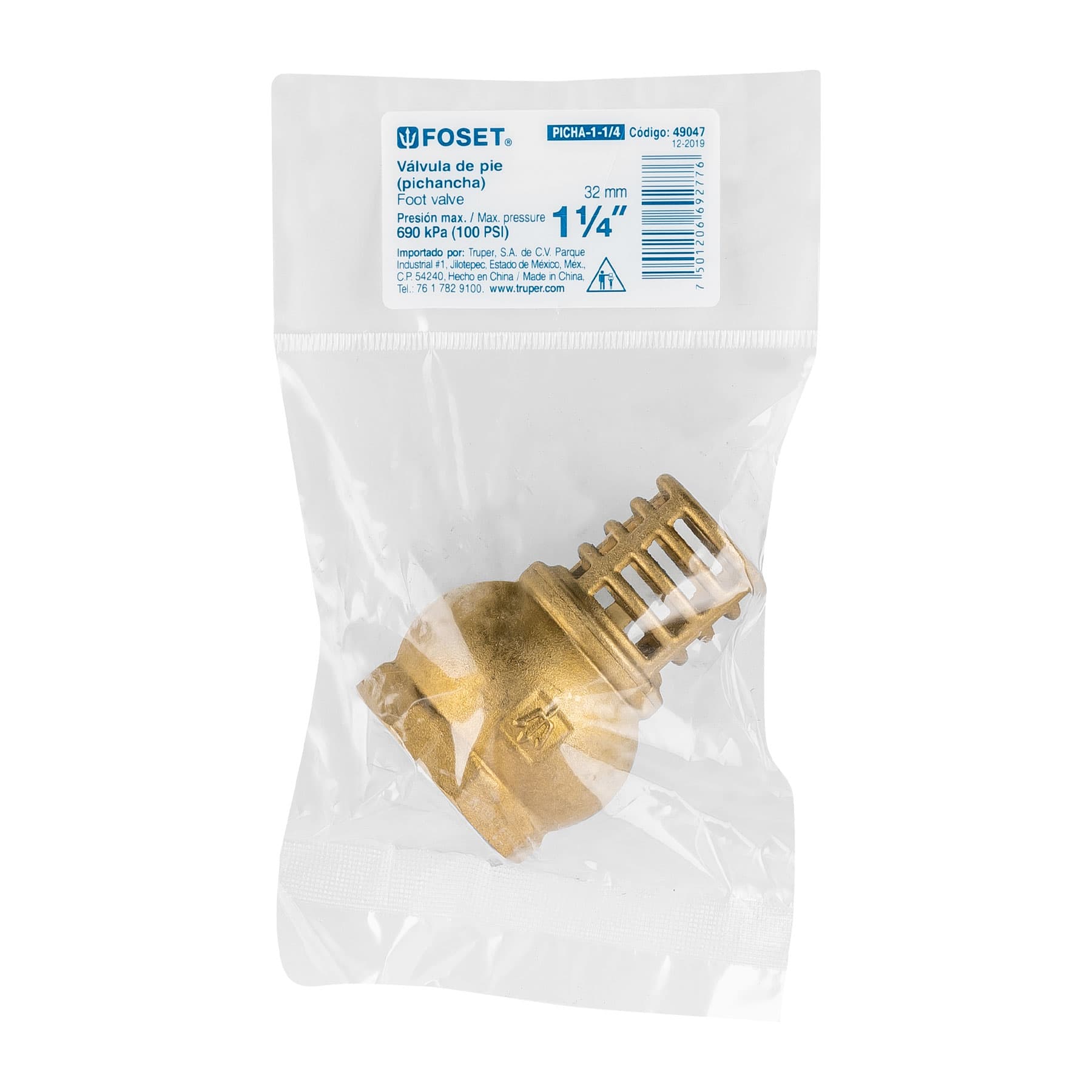 Pichancha con rejilla de latón 1-1/4", Foset