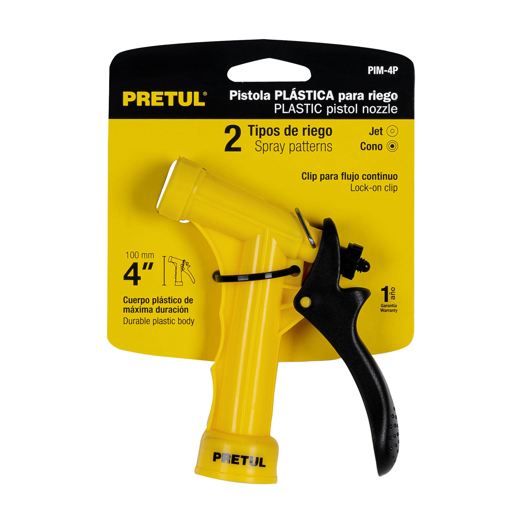 Pistola para riego de 4" de 2 funciones plástica, Pretul