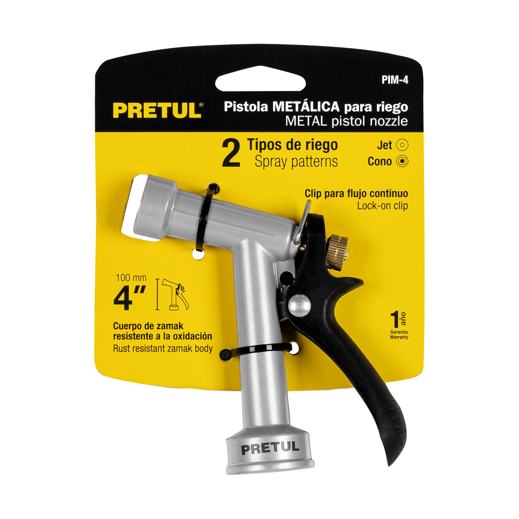 Pistola para riego de 4" de 2 funciones metálica, Pretul