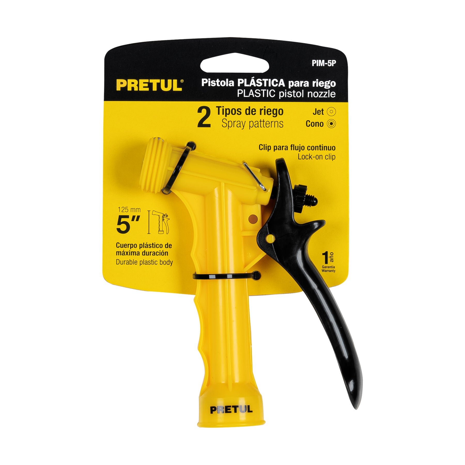 Pistola para riego de 5" de 2 funciones plástica, Pretul