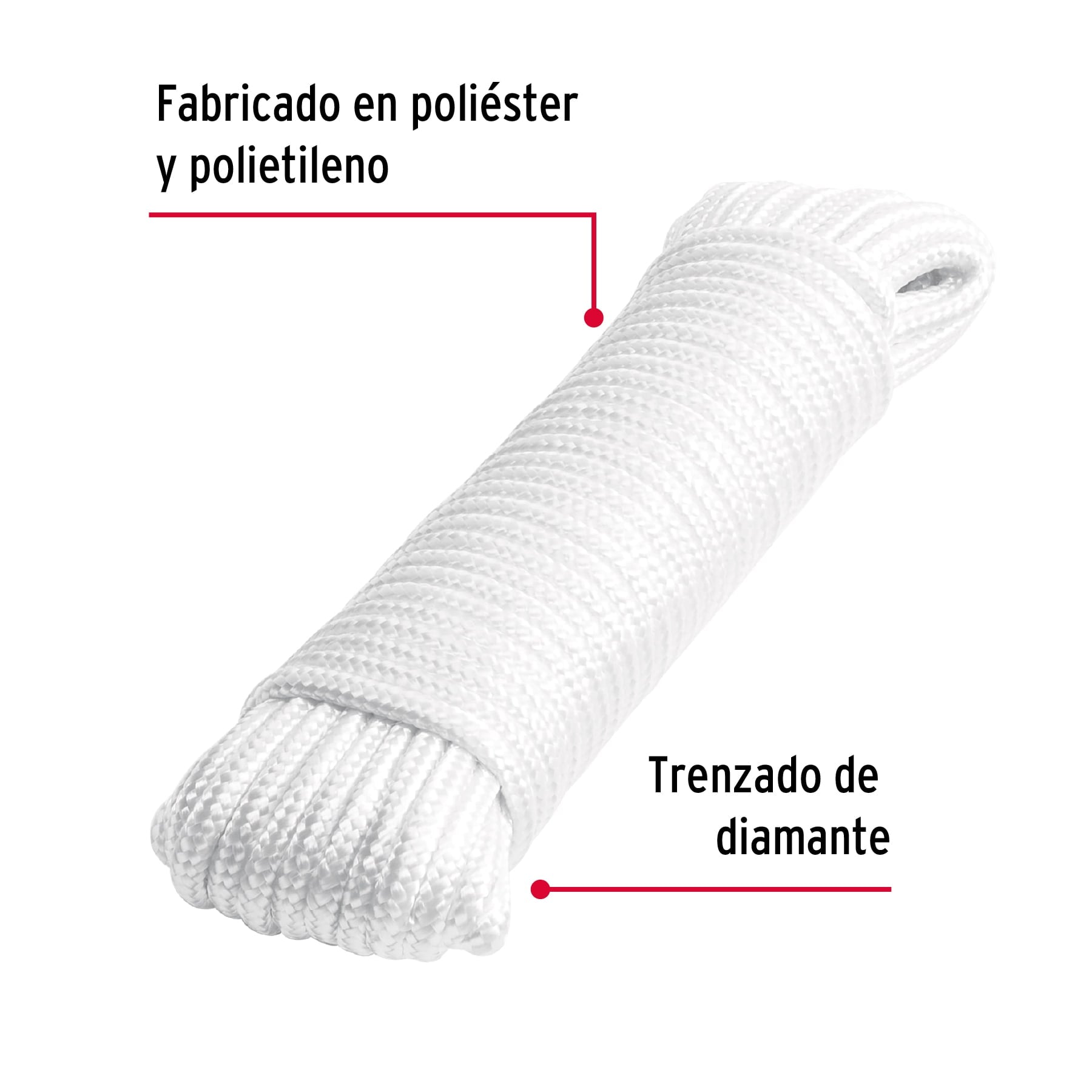 Piola de poliéster diamante de 5mmx15m blanca, madeja, Fiero