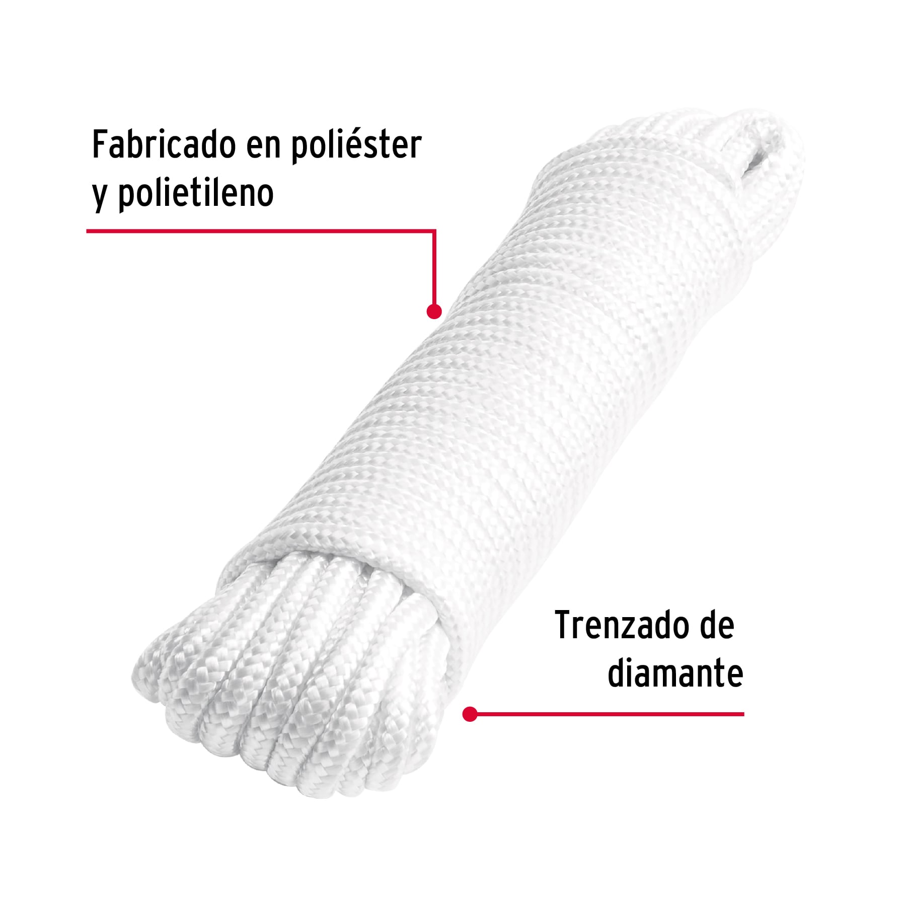 Piola de poliéster diamante de 6mmx15m blanca, madeja, Fiero