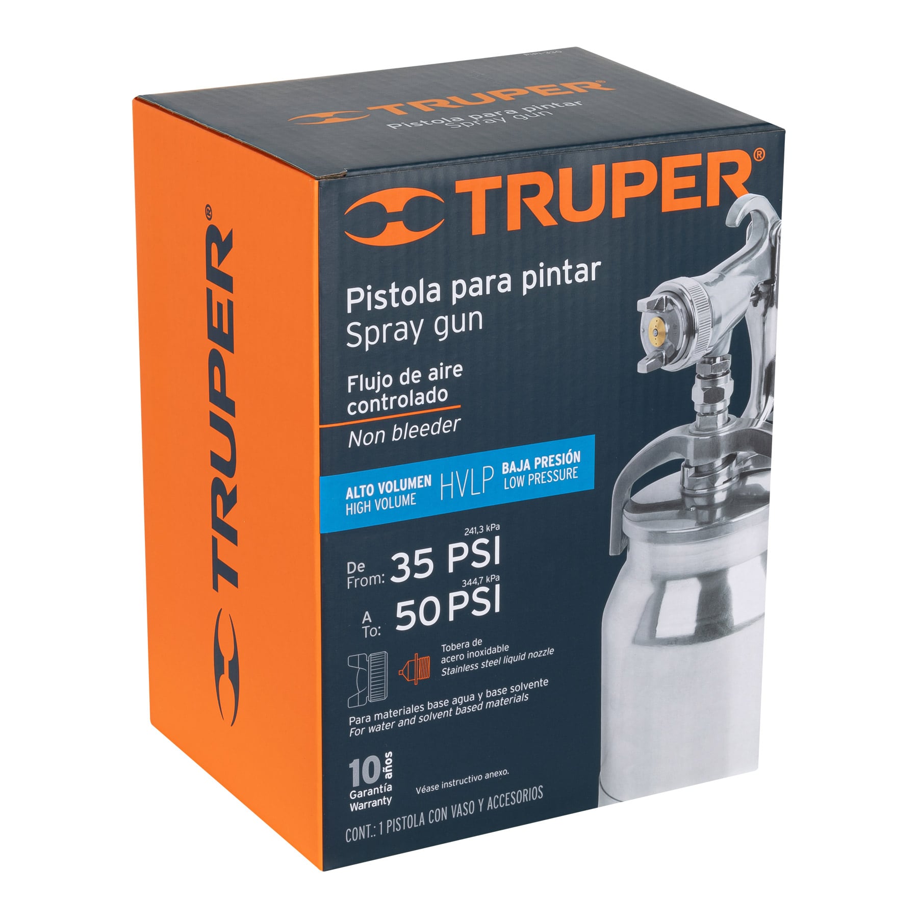 Pistola para pintar succión HVLP vaso aluminio, 1.4 mm, Truper