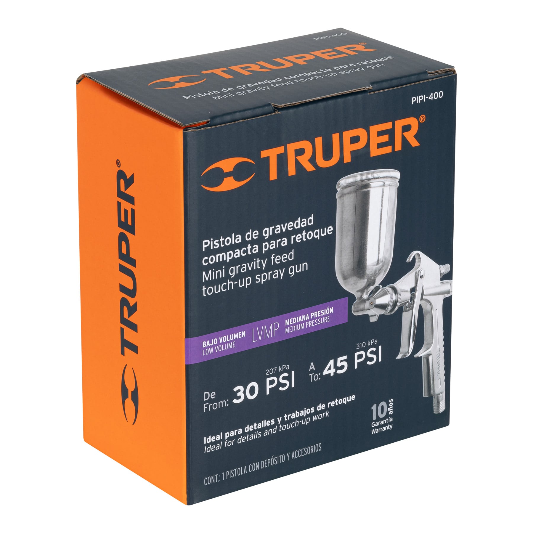 Pistola compacta para retoque LVMP vaso alum, 0.5 mm, Truper