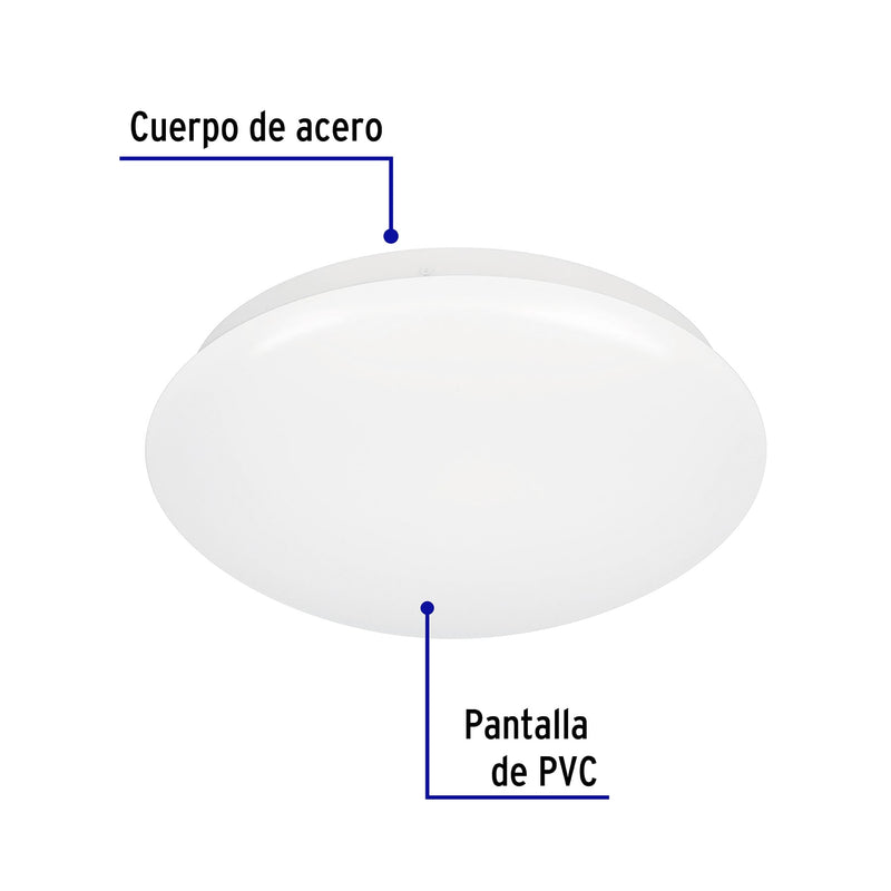 Luminario de LED 15 W tipo plafón luz de día,  Volteck