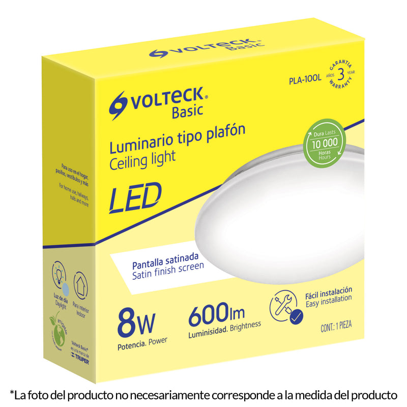 Luminario de LED 18 W tipo plafón luz de día,  Volteck