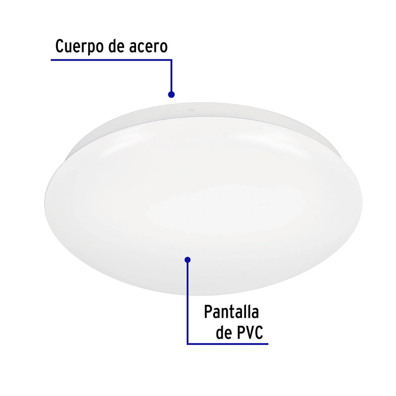Luminario de LED 18 W tipo plafón luz de día,  Volteck