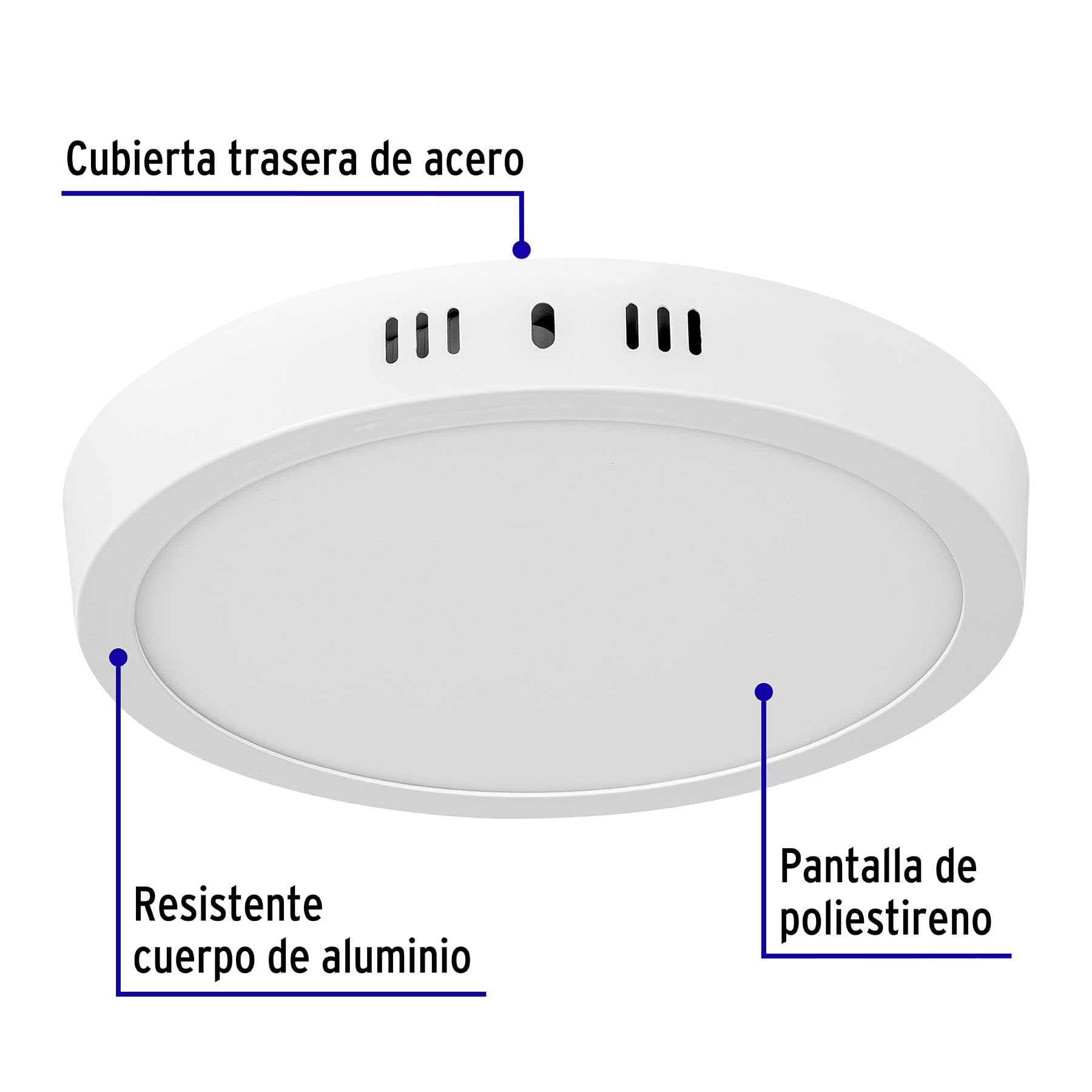 Luminario LED tipo plafón 18 W, redondo, luz cálida, blanco