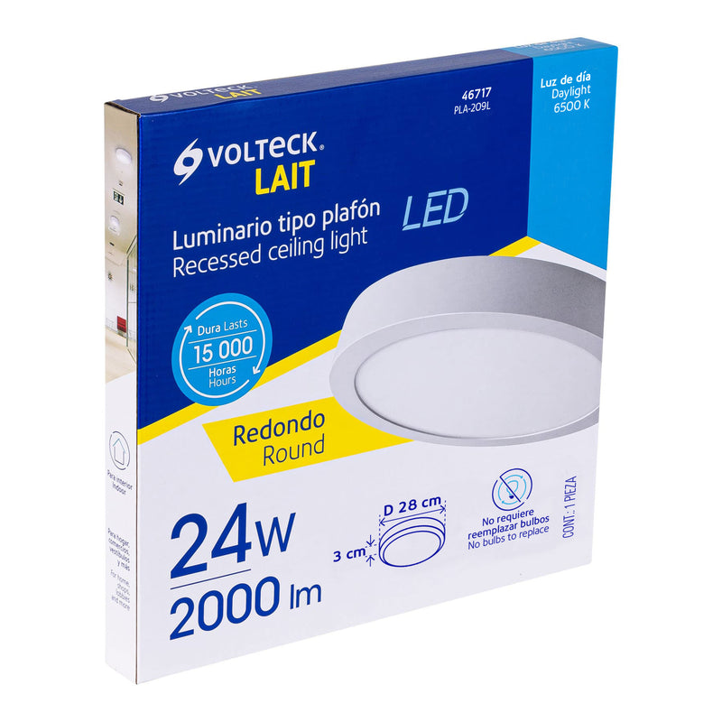 Luminario blanco de LED 24 W redondo tipo plafón luz de día