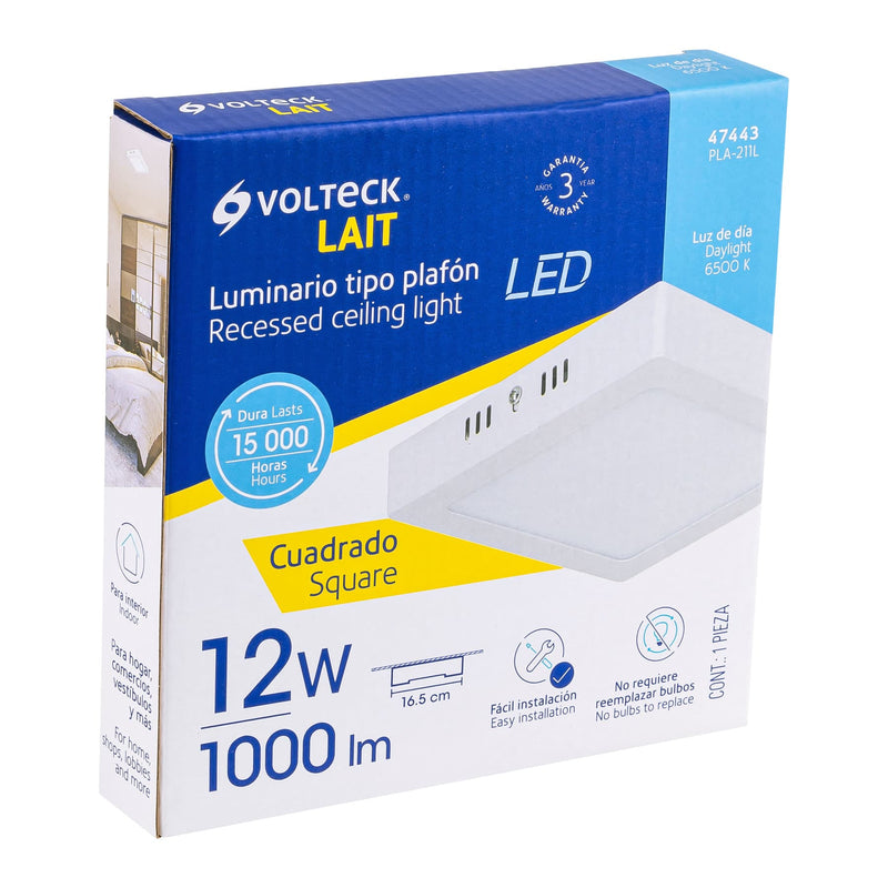 Luminario LED cuadrado tipo plafón 12 W,  blanco,  luz de día