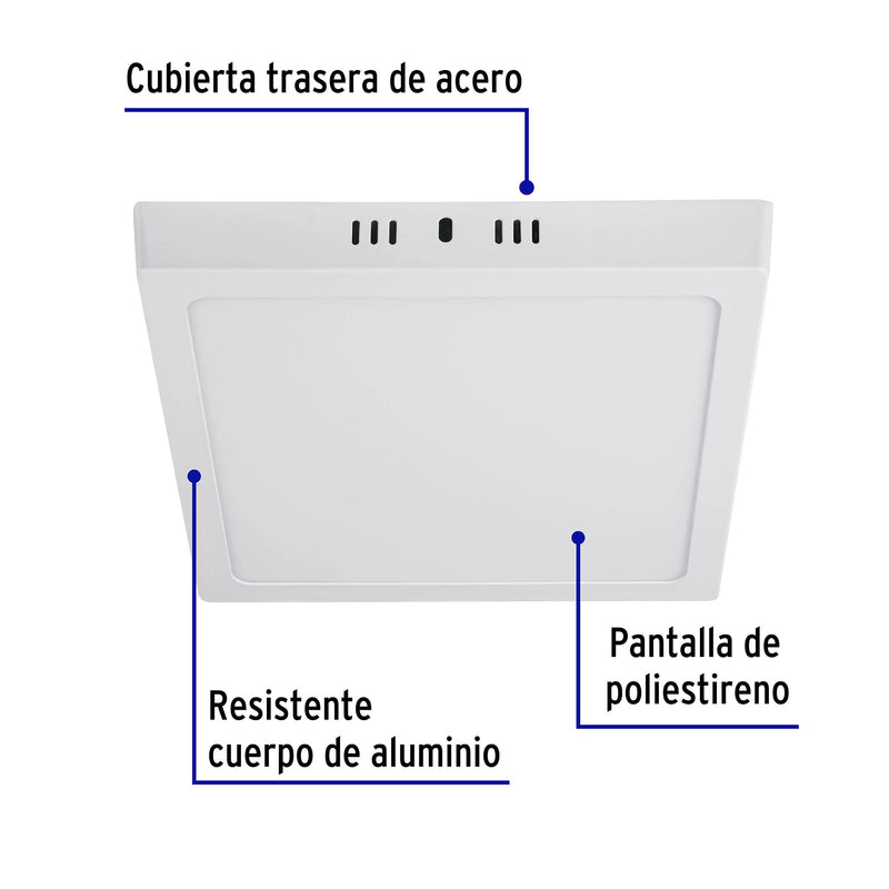 Luminario LED cuadrado tipo plafón 18 W,  blanco,  luz de día