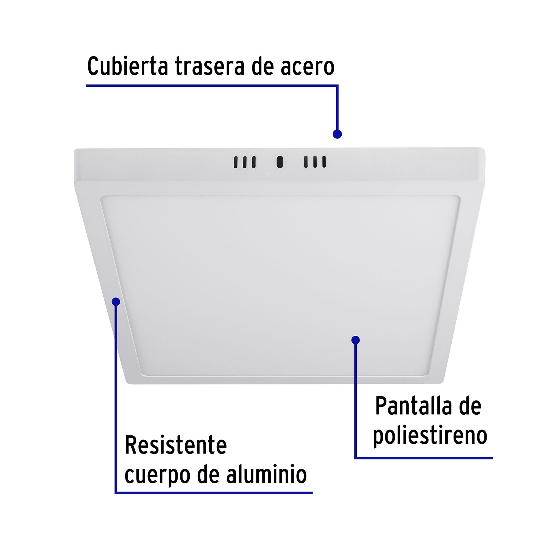 Luminario LED tipo plafón 24 W, cuadrado, luz de día, blanco