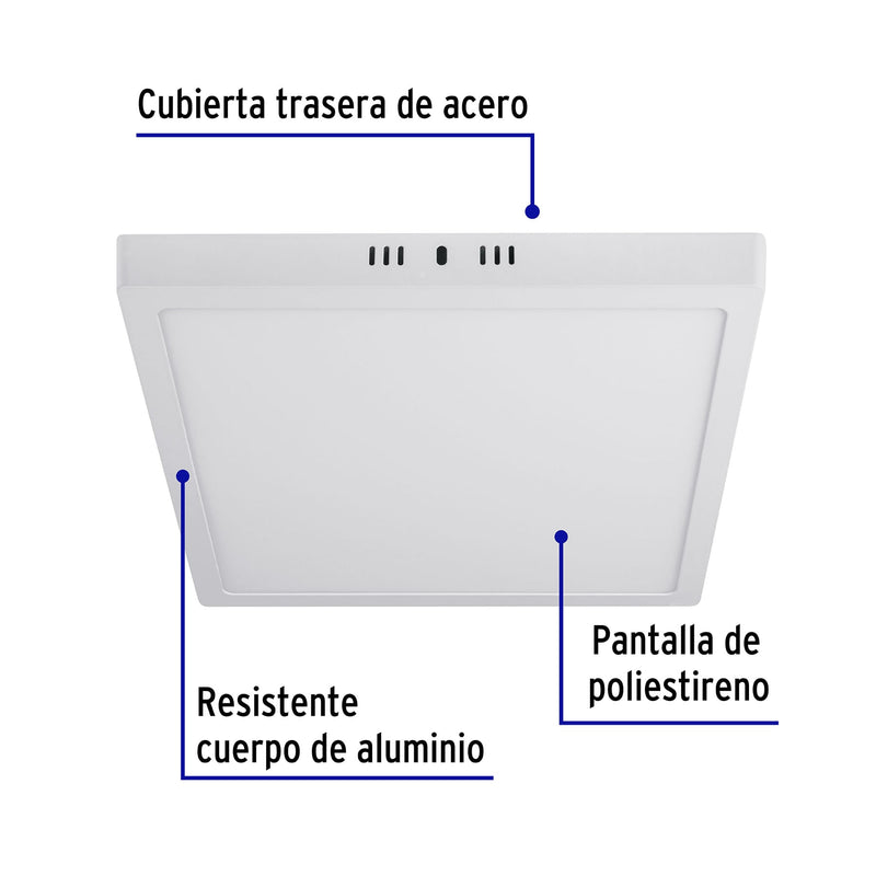 Luminario LED cuadrado tipo plafón 24 W,  blanco,  luz de día