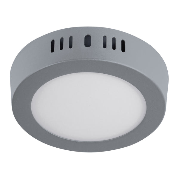 Luminario gris de LED 6 W redondo tipo plafón luz de día