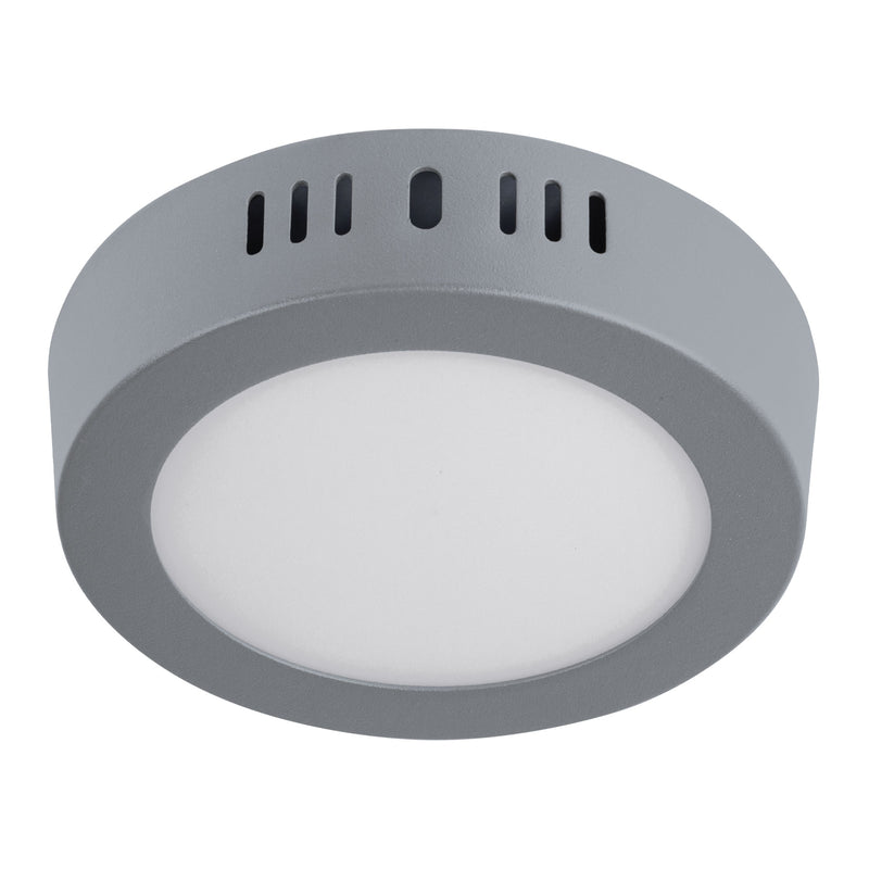 Luminario gris de LED 6 W redondo tipo plafón luz de día
