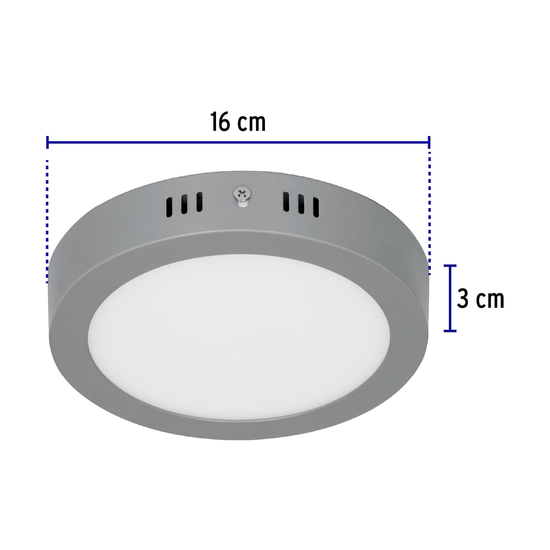 Luminario LED tipo plafón 12 W, redondo, luz de día, gris