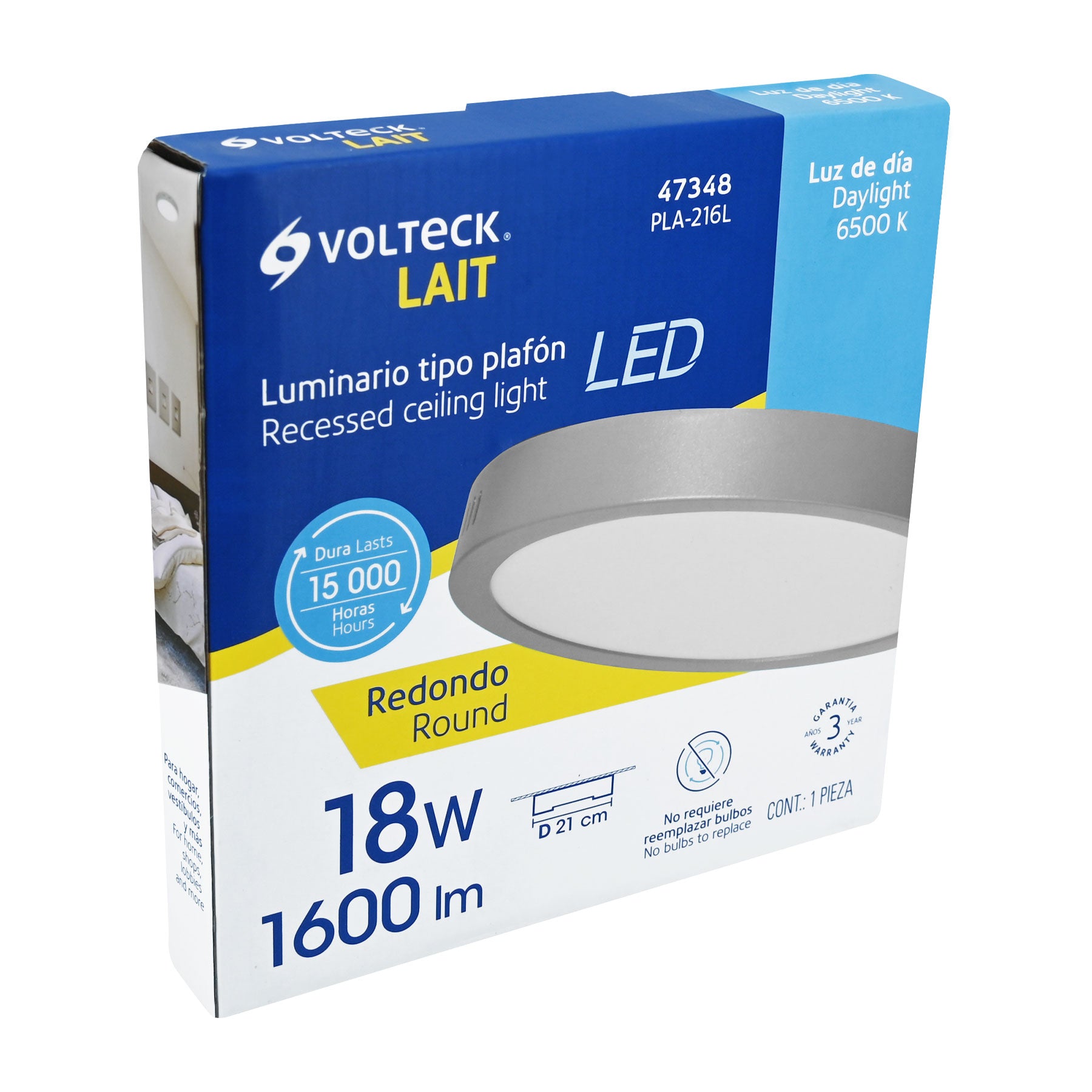 Luminario LED tipo plafón 18 W, redondo, luz de día, gris