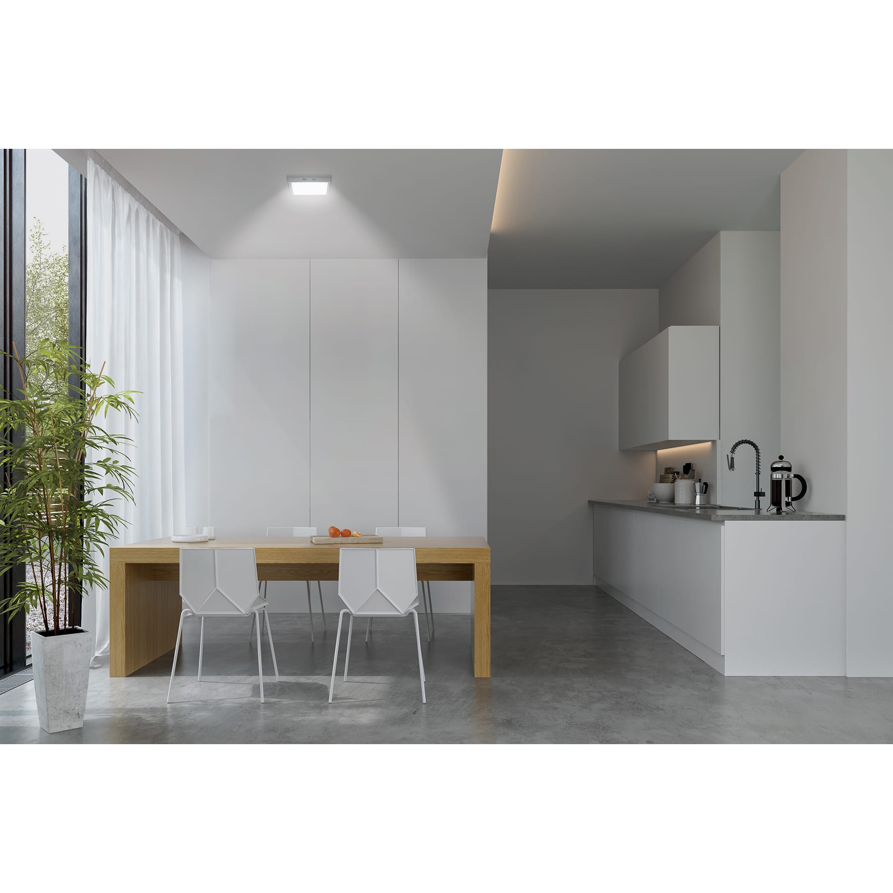 Luminario LED tipo plafón 12 W, cuadrado, luz de día, gris
