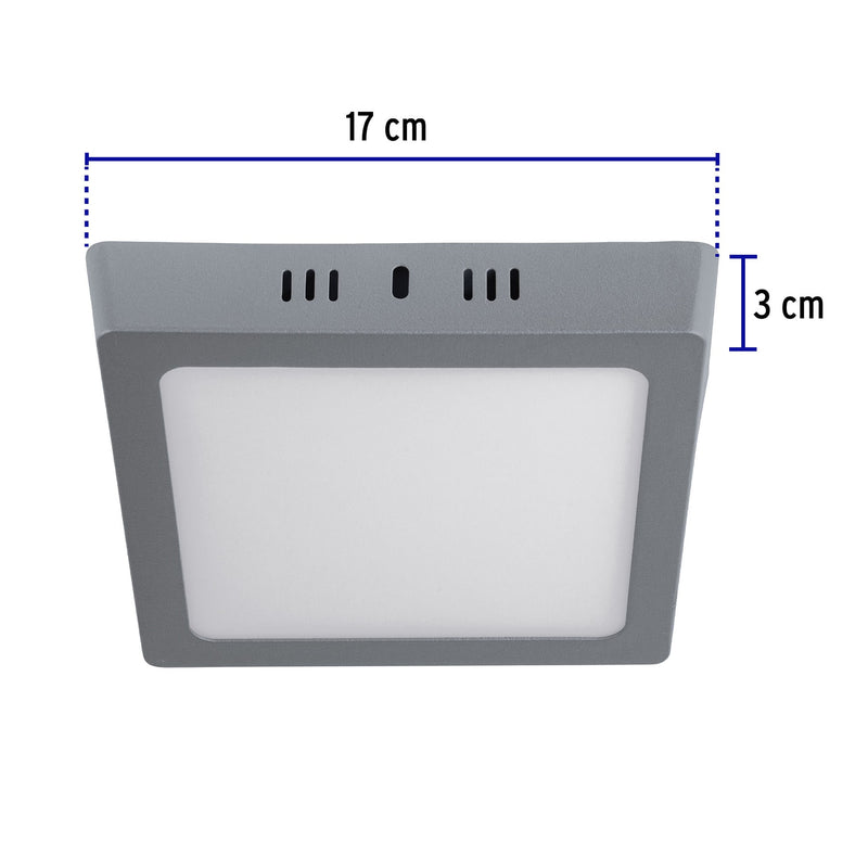 Luminario LED cuadrado tipo plafón 12 W,  gris,  luz de día