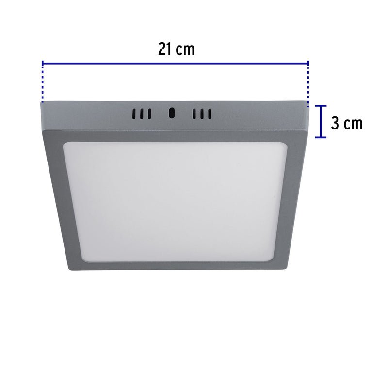 Luminario LED cuadrado tipo plafón 18 W,  gris,  luz de día