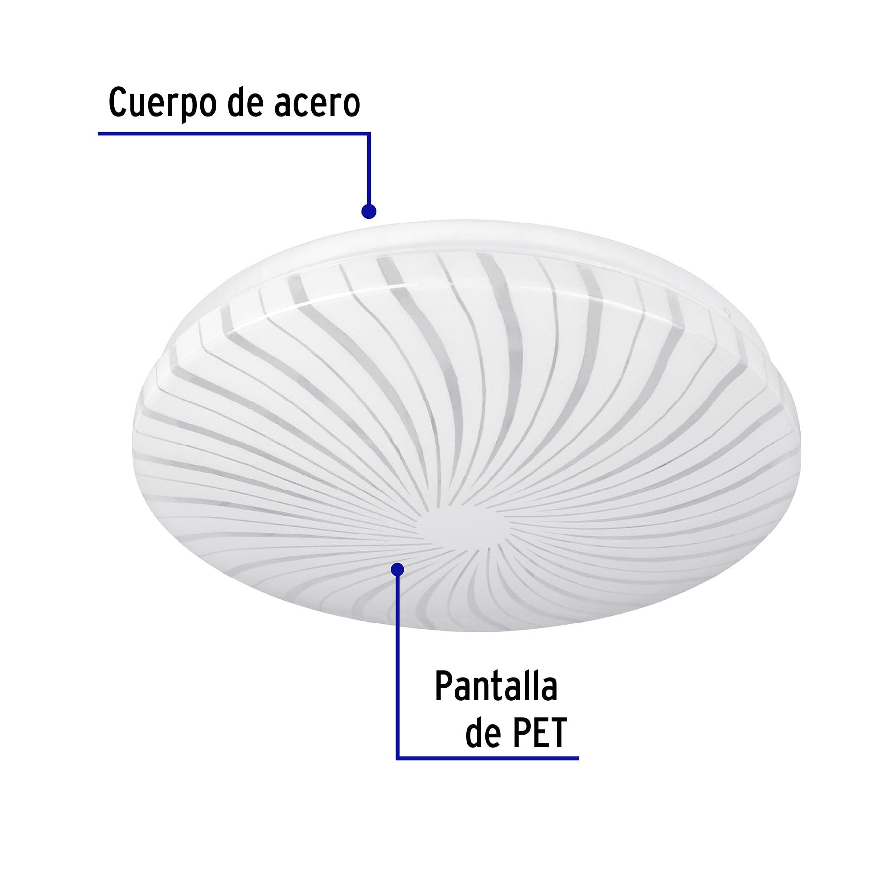 Luminario LED 8W plafón decorativo espiral luz de día, BASIC