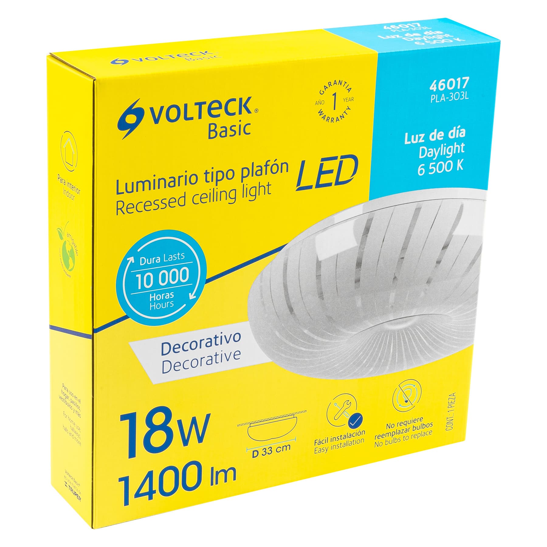 Luminario LED 18W plafón decorativo espiral luz de día,BASIC