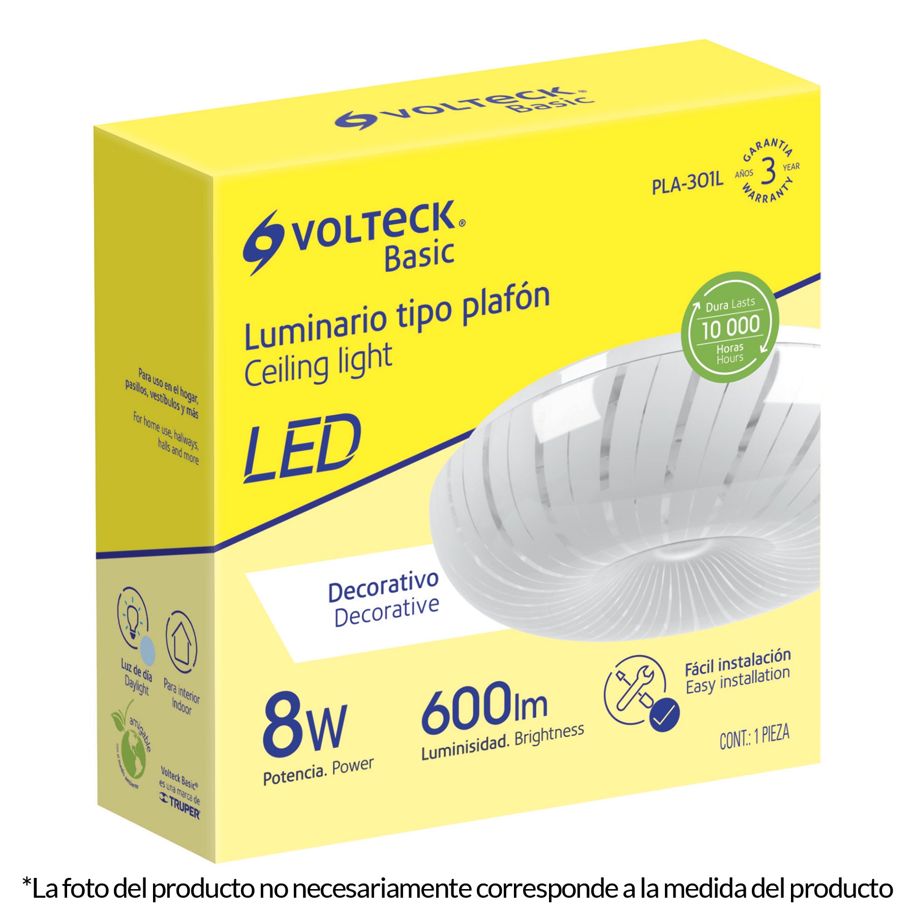 Luminario LED 22W plafón decorativo espiral luz de día,BASIC