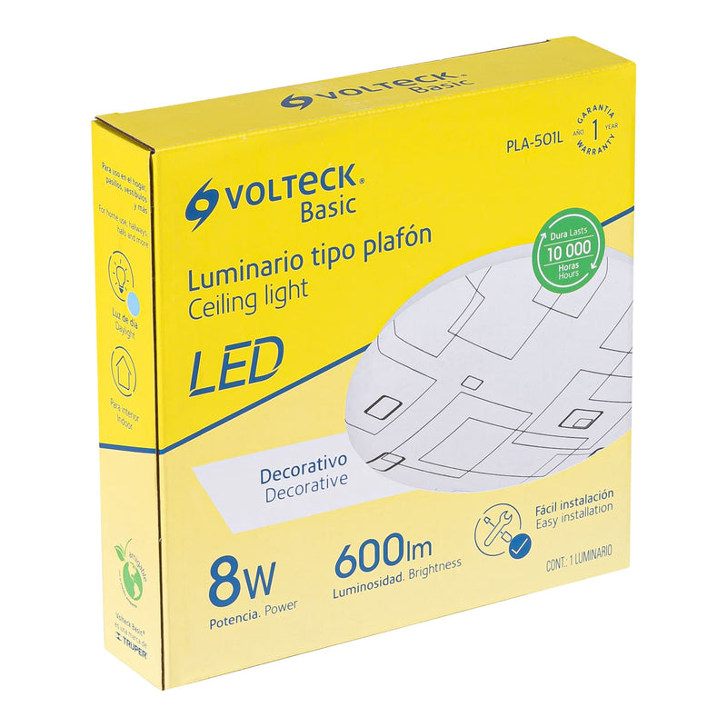 Luminario LED 8 W plafón decorativo cuadros luz día,  Volteck