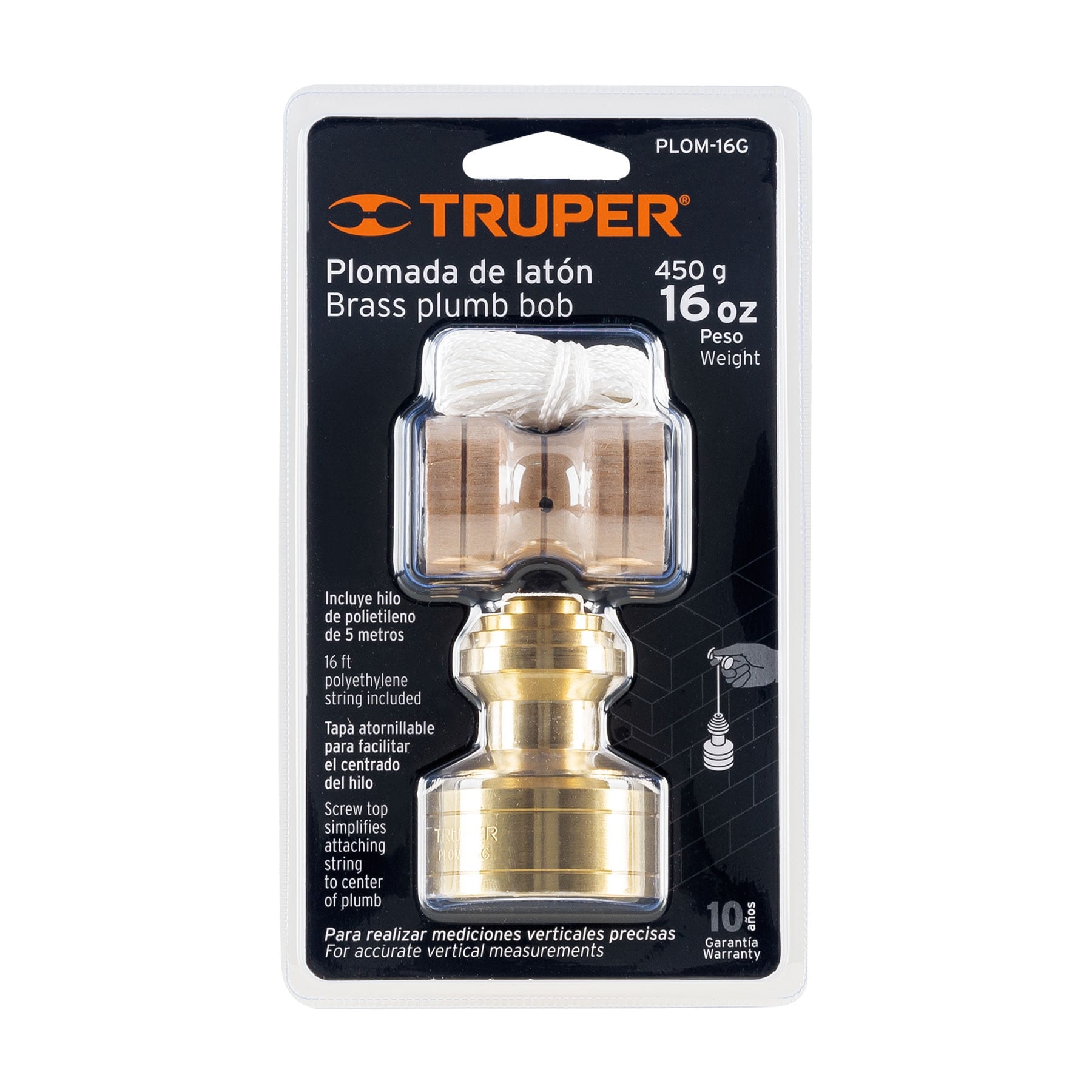 Plomada de latón 16 oz tipo Guatemala, Truper