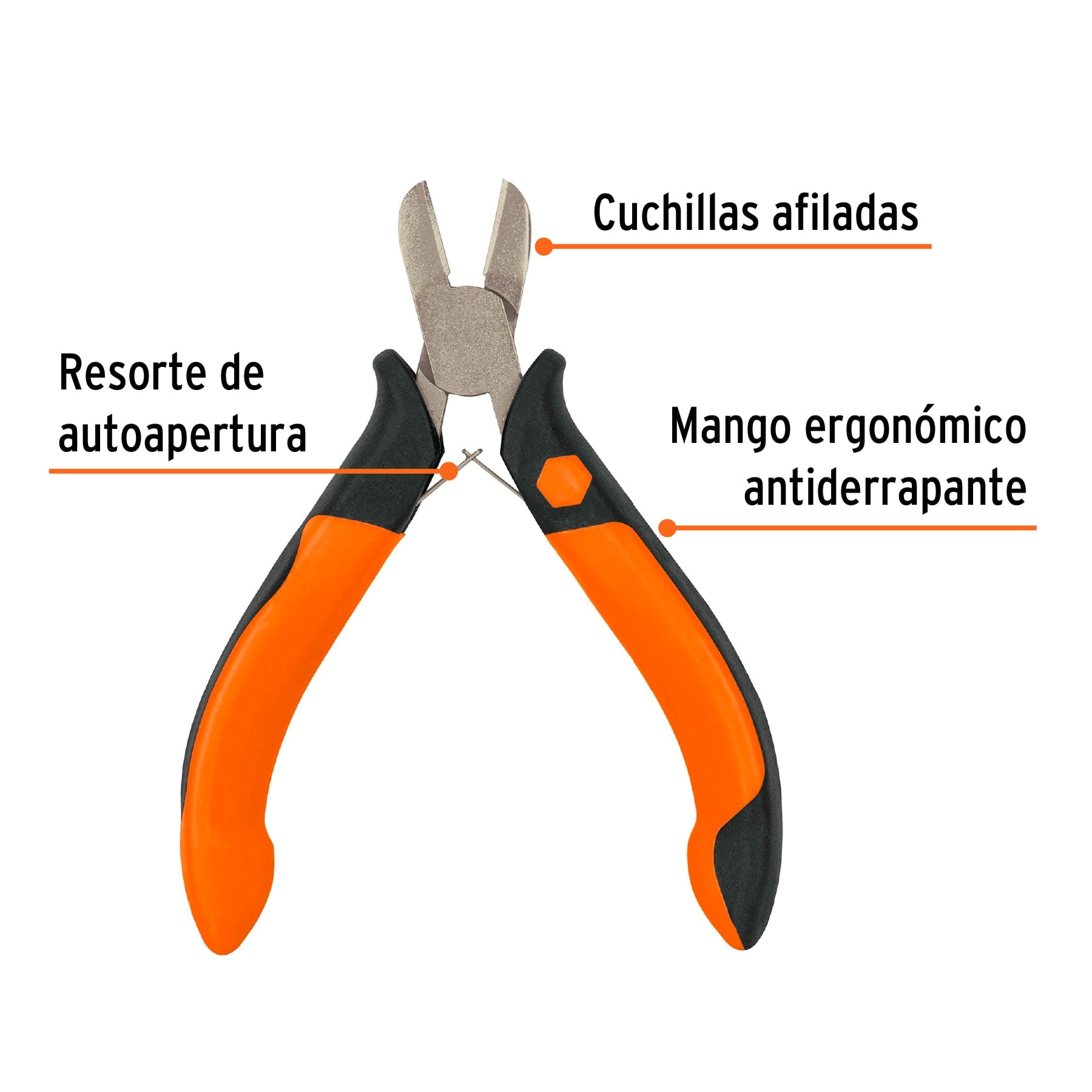 Mini pinza de corte diagonal 4" mango Comfort Grip, Truper