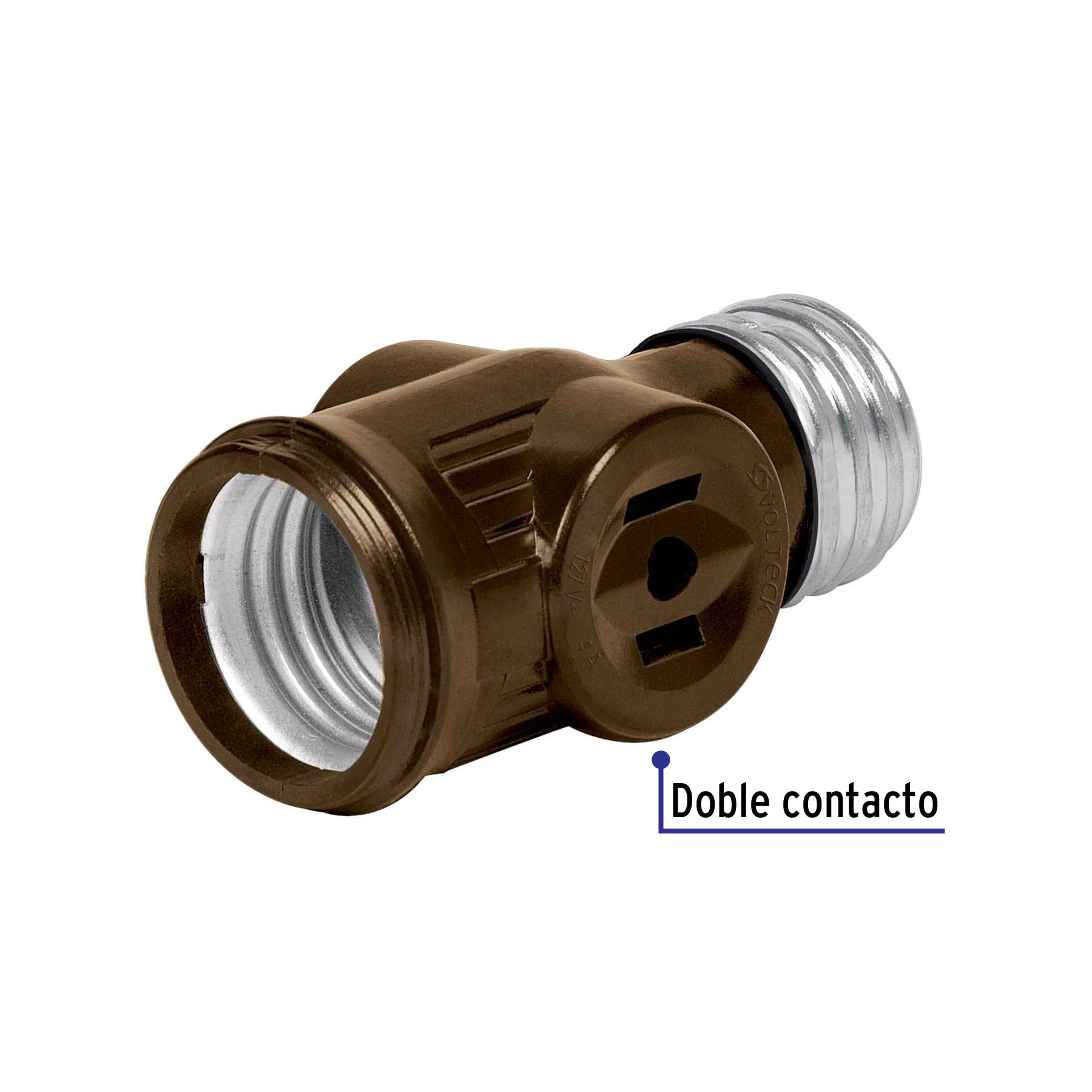 Portalámpara de baquelita, doble contacto, Volteck