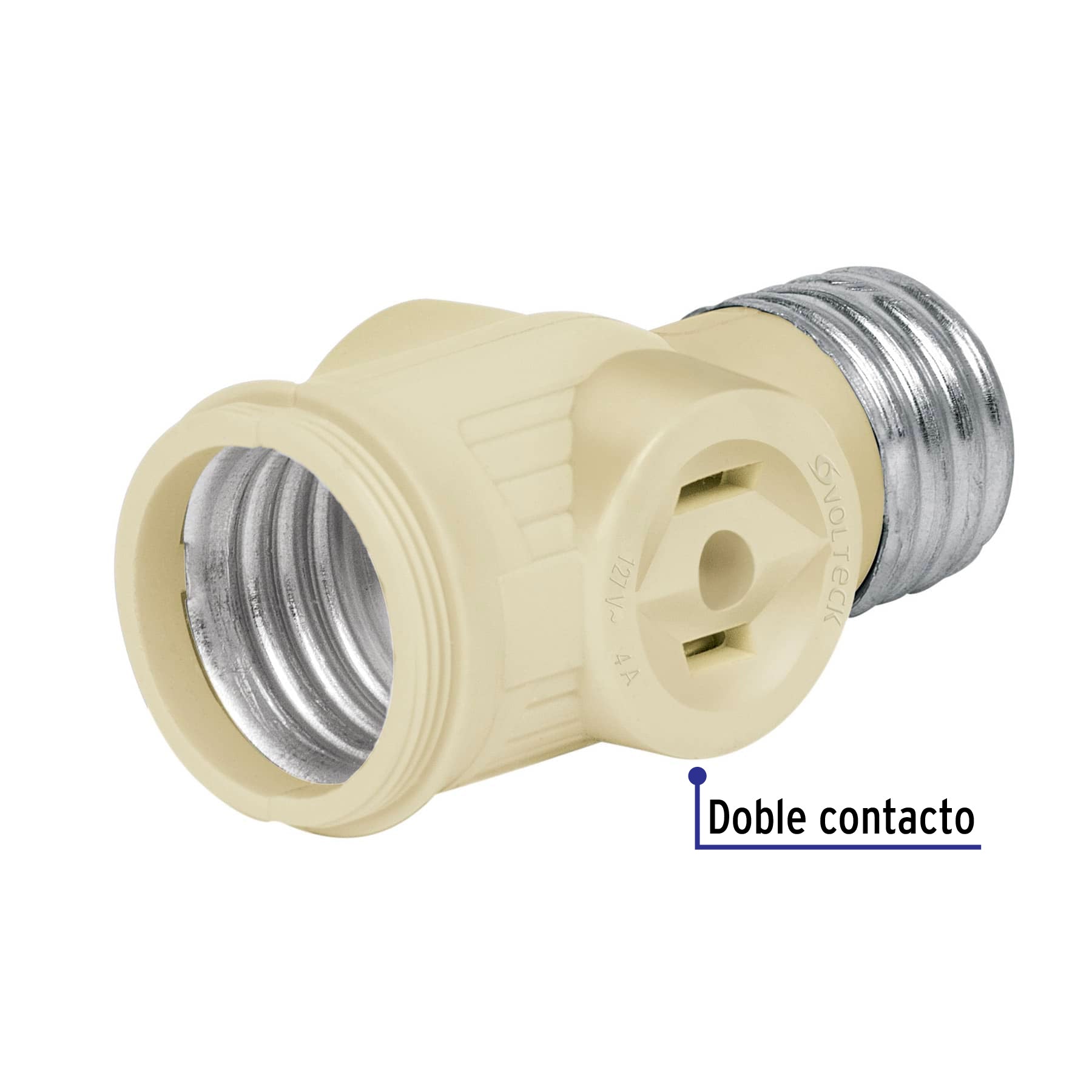 Portalámpara de baquelita, con doble contacto, Volteck