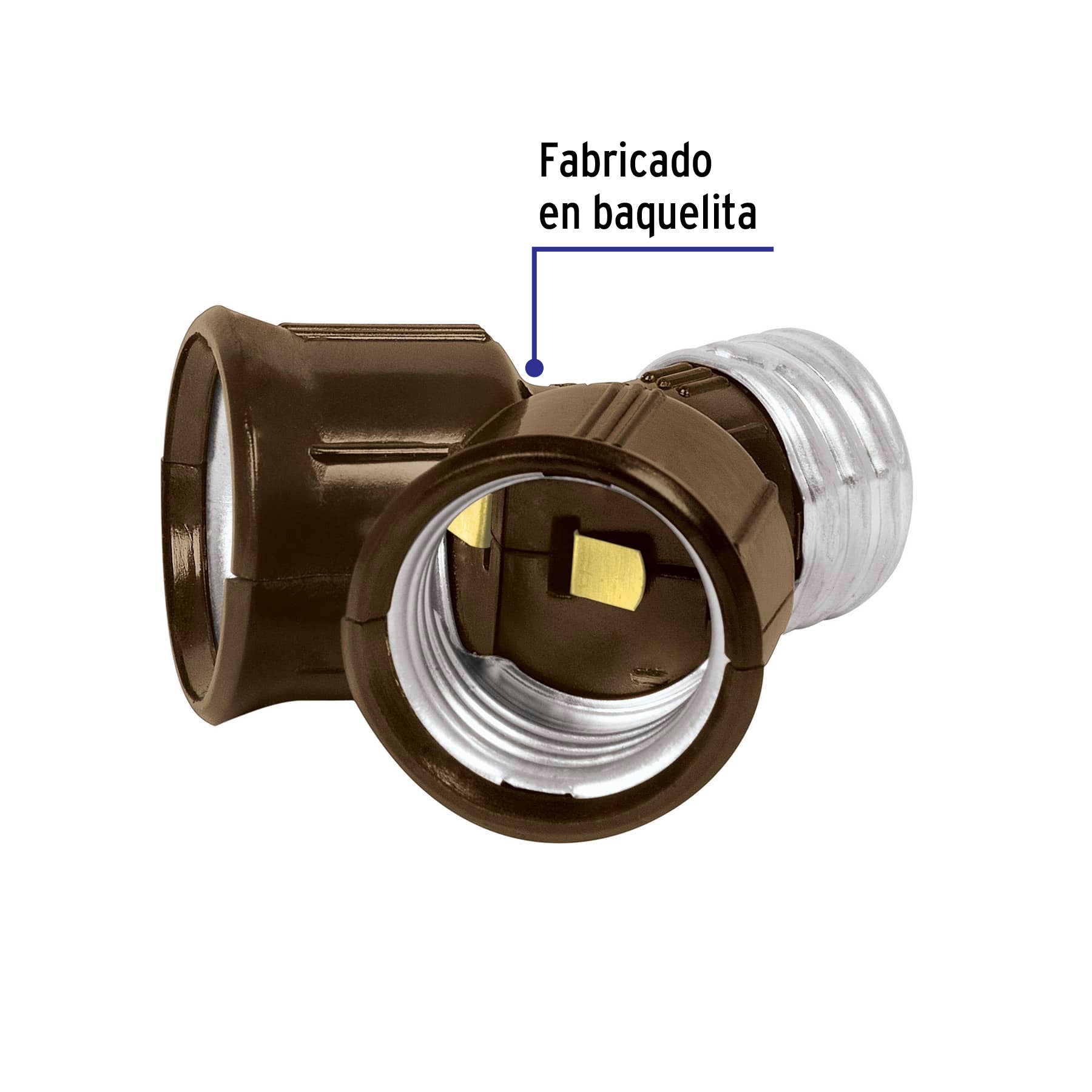 Portalámpara de baquelita, doble entrada, Volteck