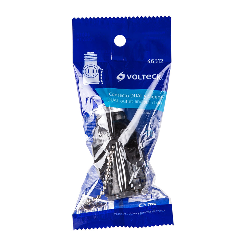 PortaLámpara de baquelita,  cadena y doble contacto,  Volteck