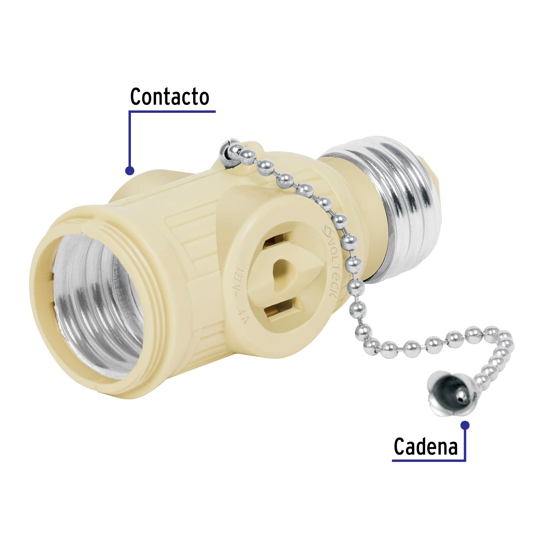 Portalámpara de baquelita, con interruptor de cadena,Volteck