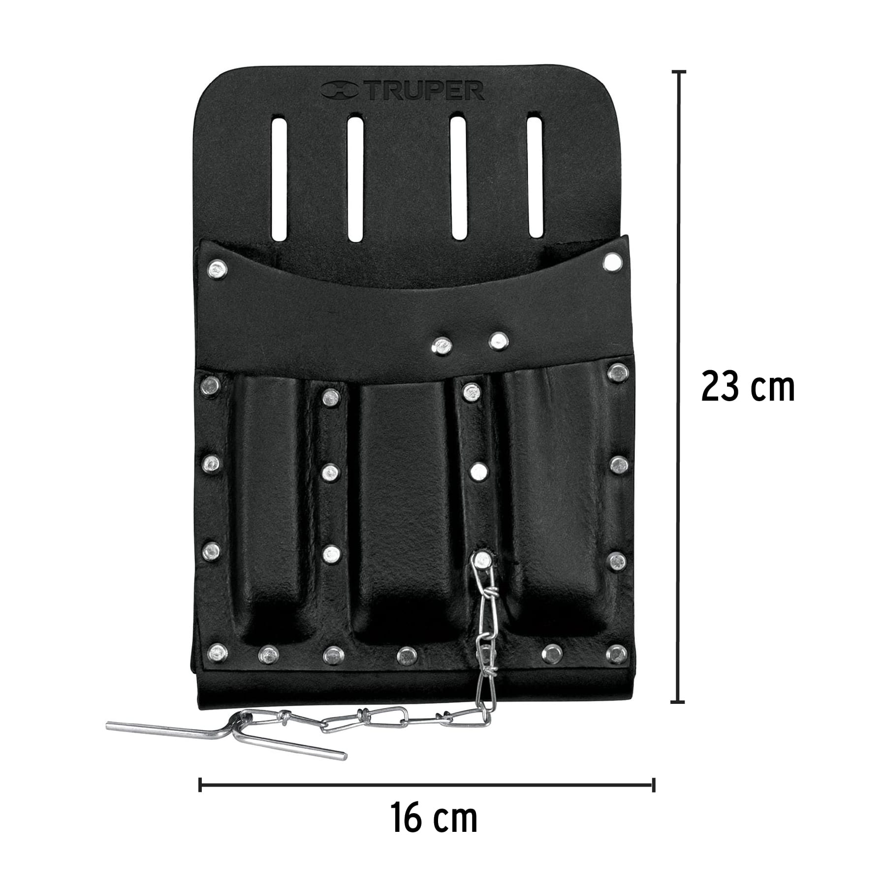 Porta herramientas de cuero con 11 compartimentos, Truper