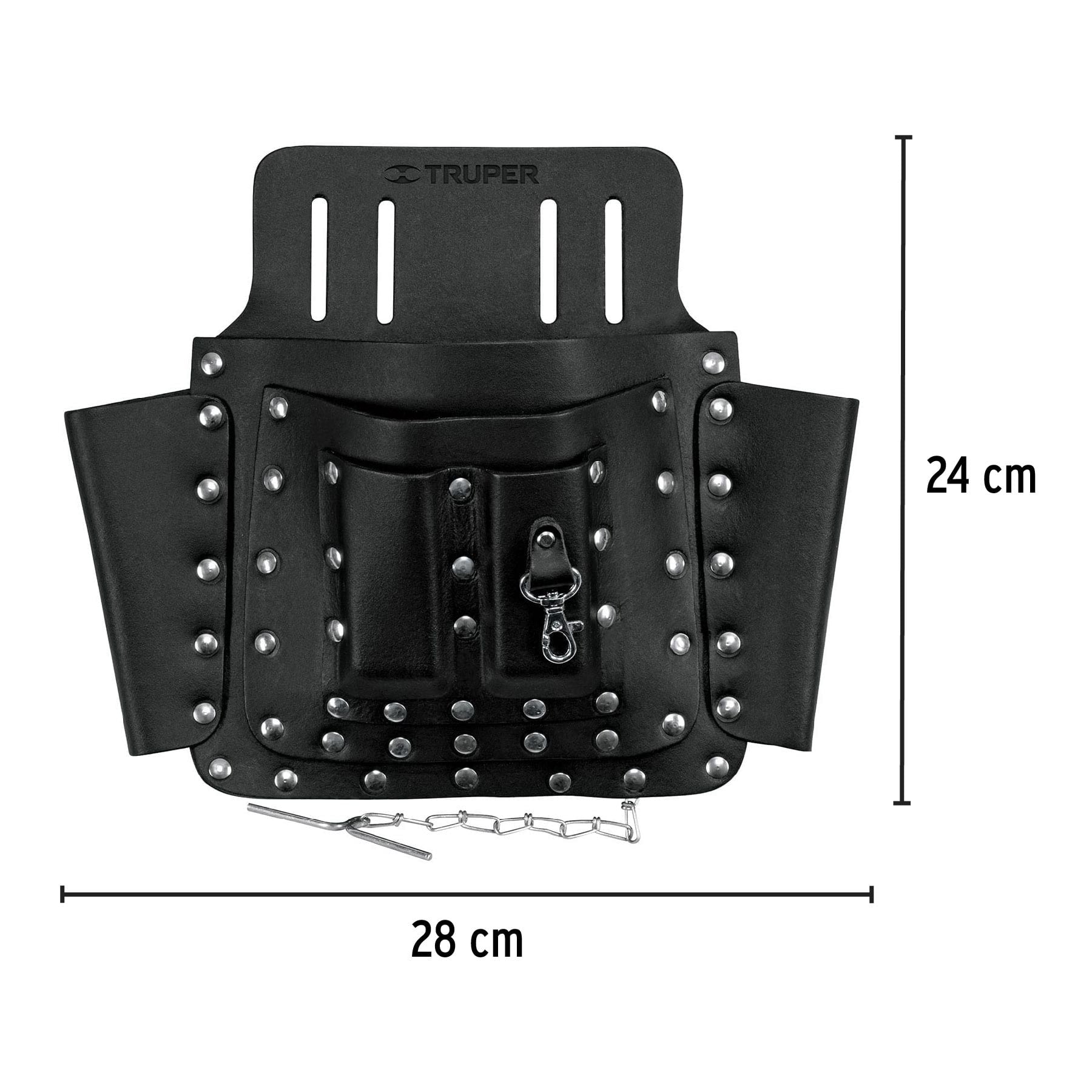 Porta herramientas de cuero con 8 compartimentos, Truper
